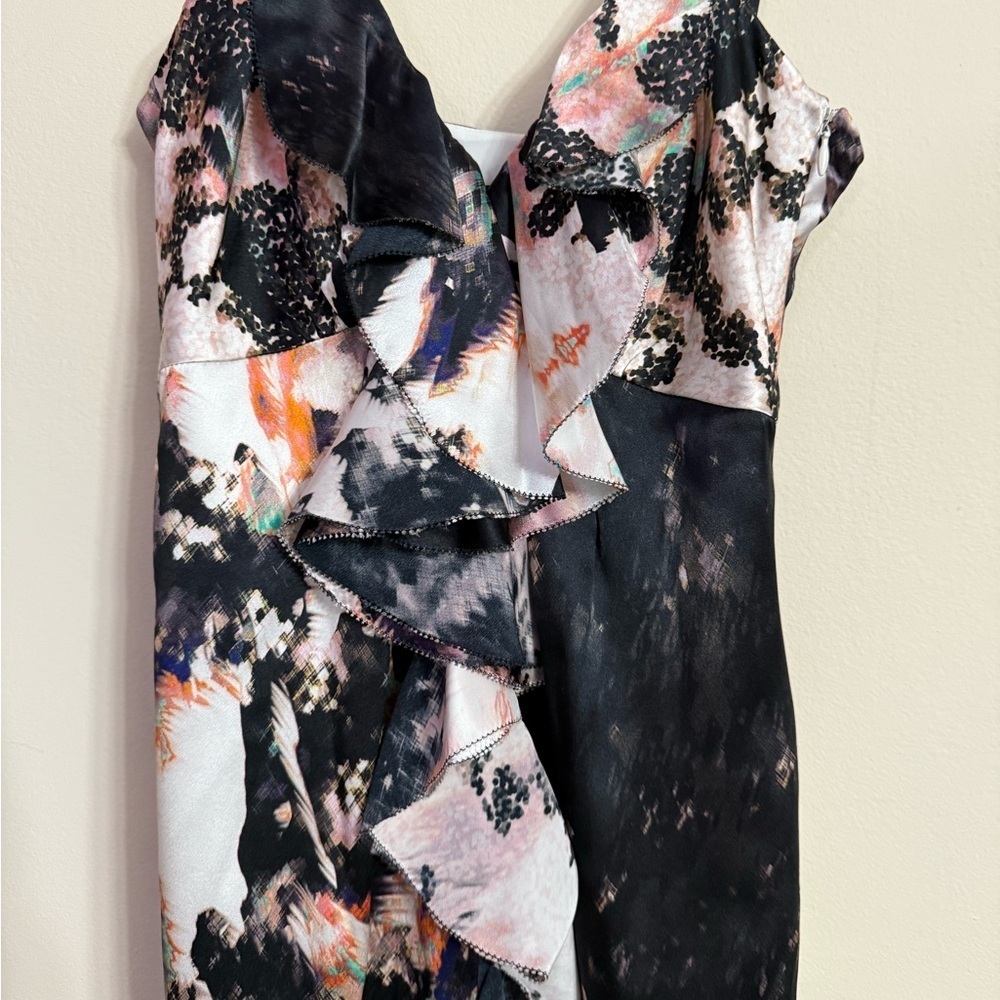 Ted Baker London 100% Silk Ruffle Spaghetti Strap Maxi Dress Gown Black 0 - Picture 4 of 11